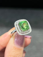 Natural Green Garnet Tsavorite 4.99ct Ring set with Natural Diamonds In 18K White Gold Singapore Gemstone Fine Jewelry