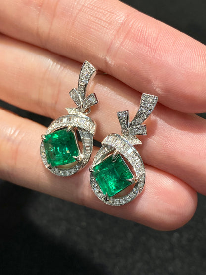 Natural Emerald 3.74ct Earrings