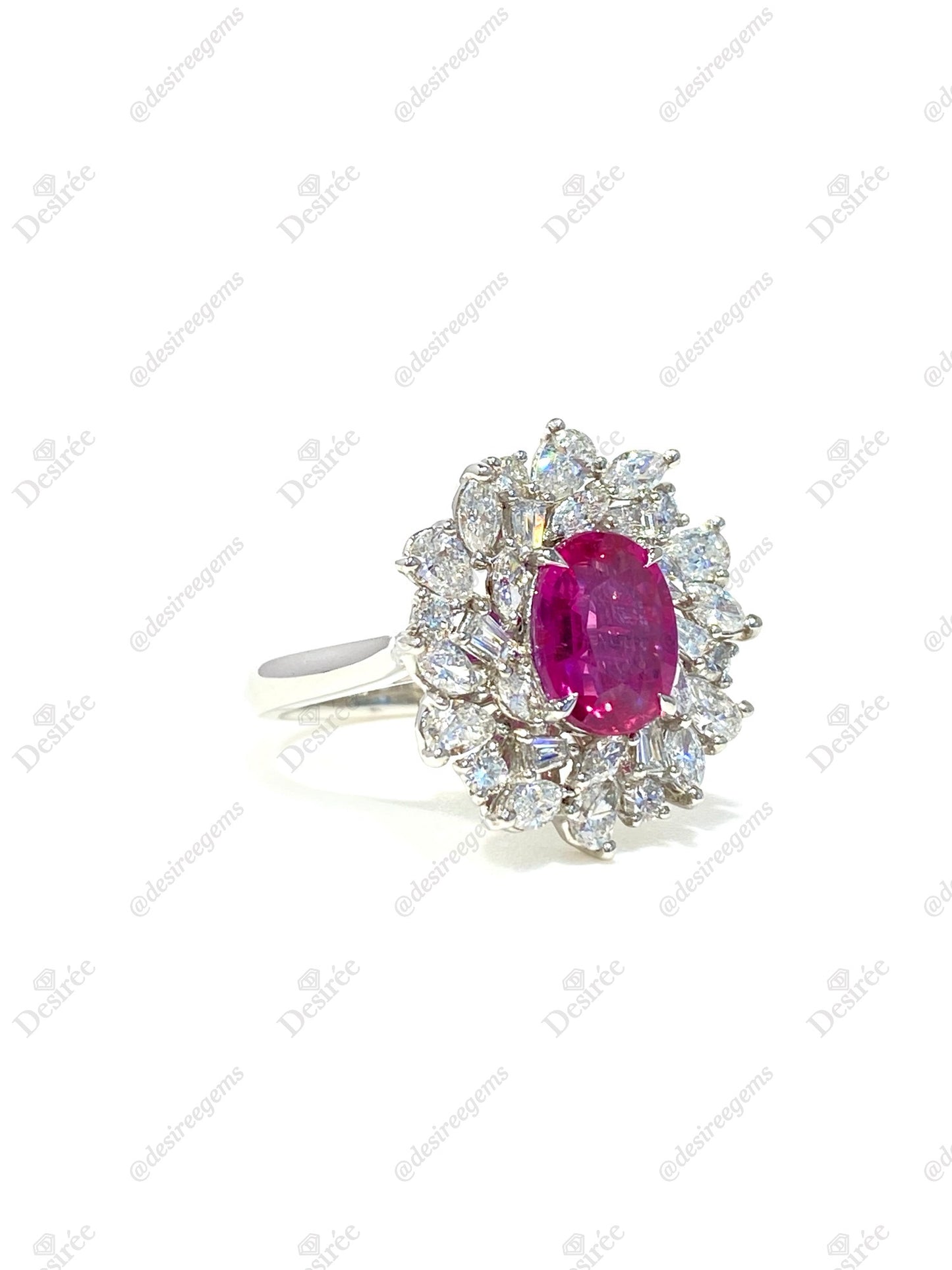 Natural Purplish Red Ruby 2.10ct Ring