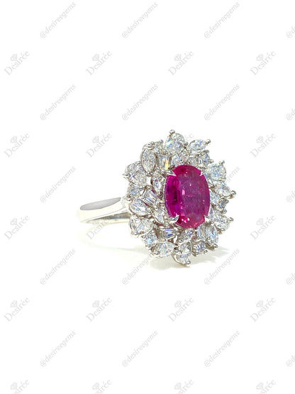 Natural Purplish Red Ruby 2.10ct Ring