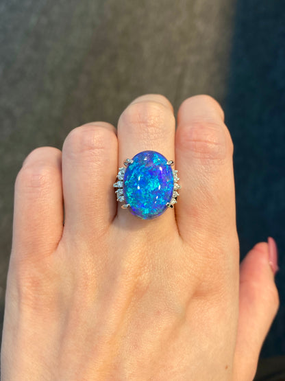 Natural Australian Black Opal 9.80ct Ring