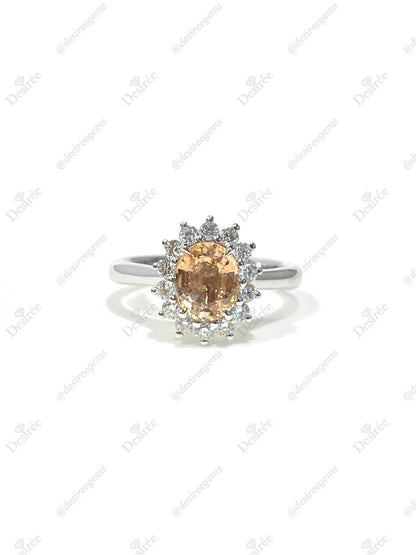 Natural Unheated Padparadscha Sapphire 1.32ct Ring