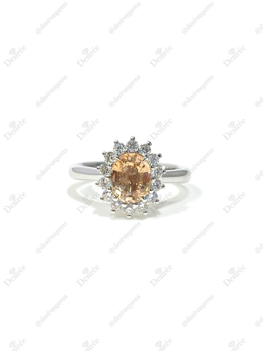 Natural Unheated Padparadscha Sapphire 1.32ct Ring