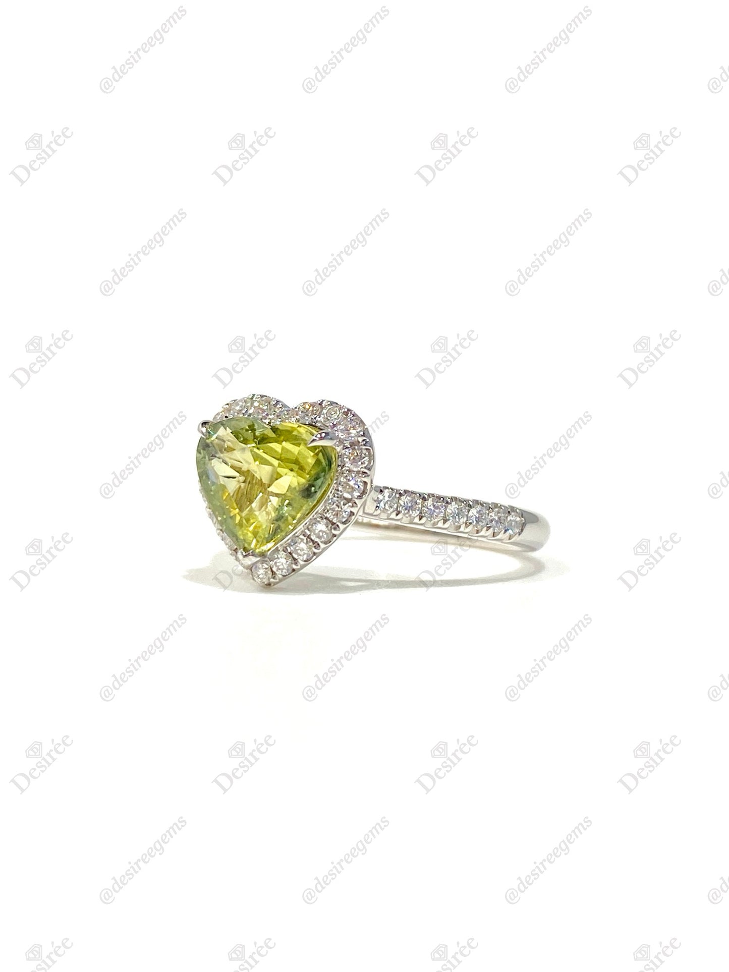Natural Unheated Yellowish Green Sapphire Ring 2.17ct