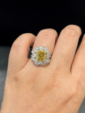 Natural Yellow Diamond 1.50ct Ring set with 1.67ct Natural diamonds in 18K white gold Fine Jewellery