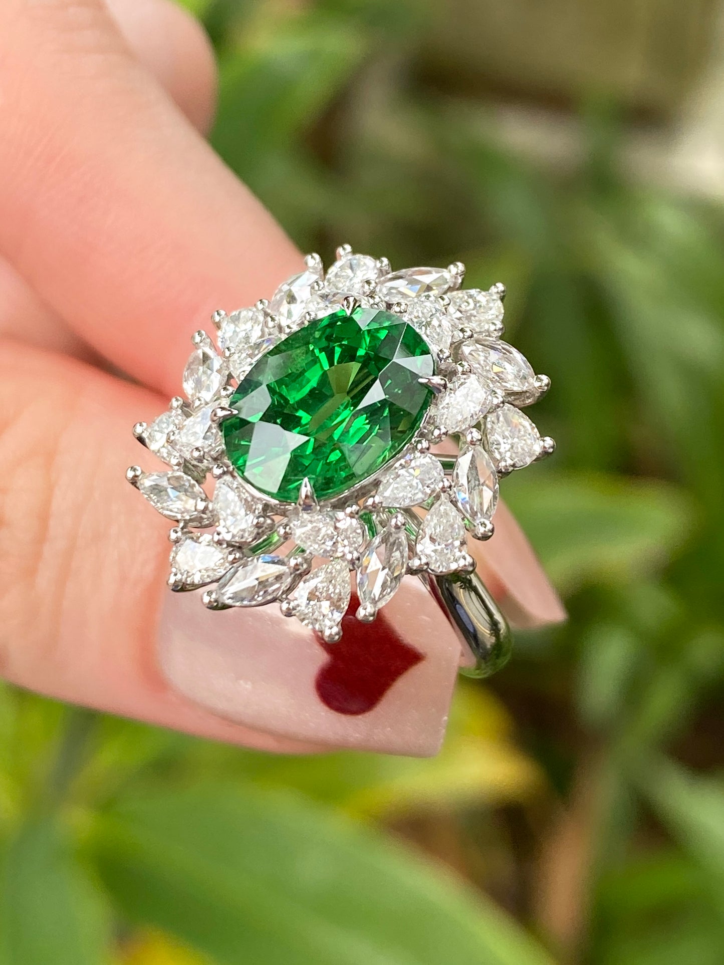 Natural Green Garnet 4.08ct Ring