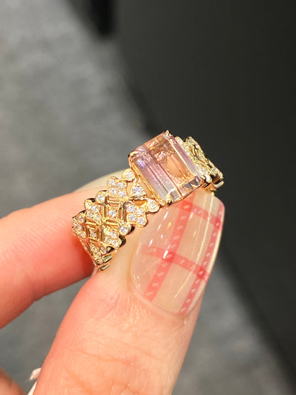 Natural Bi-color Tourmaline 1.82ct Ring