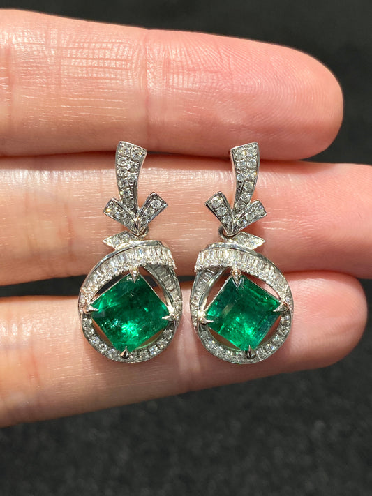 Natural Emerald 3.74ct Earrings
