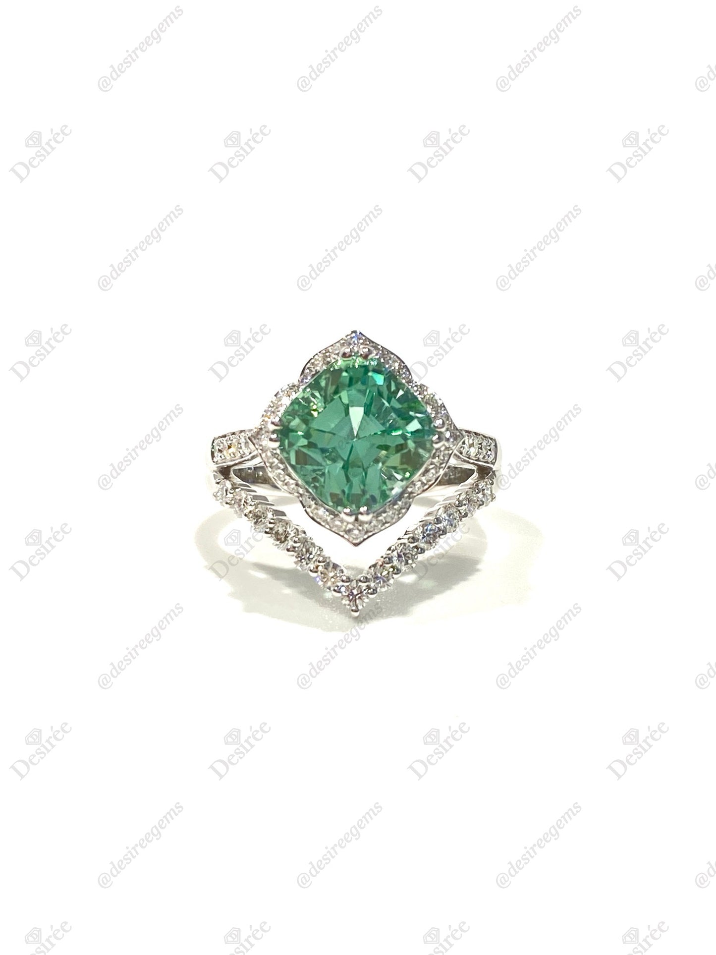 Natural Bluish Green Tourmaline 5.27ct Ring