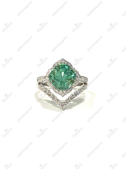 Natural Bluish Green Tourmaline 5.27ct Ring