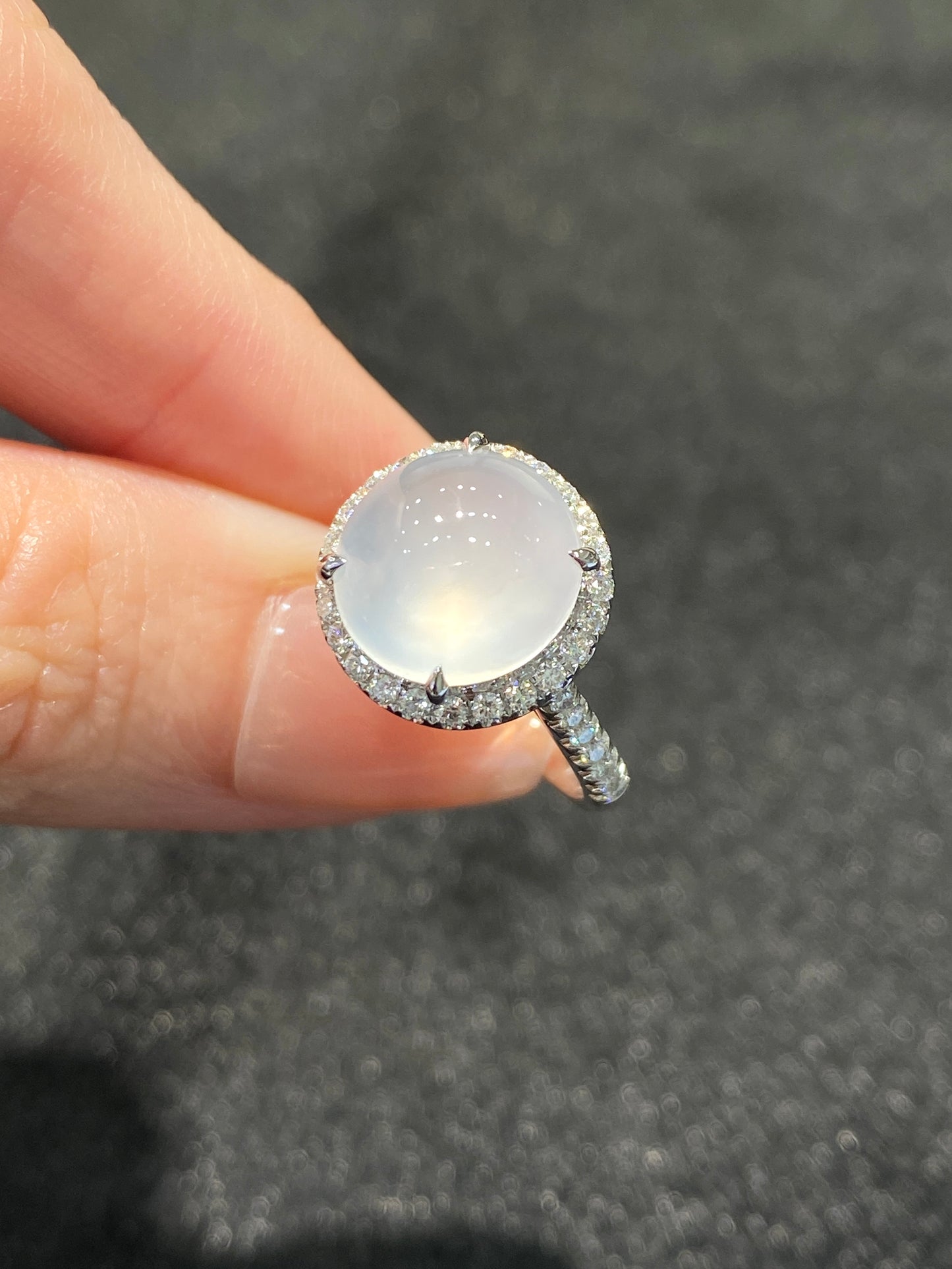 Natural Type A Icy Jadeite Ring