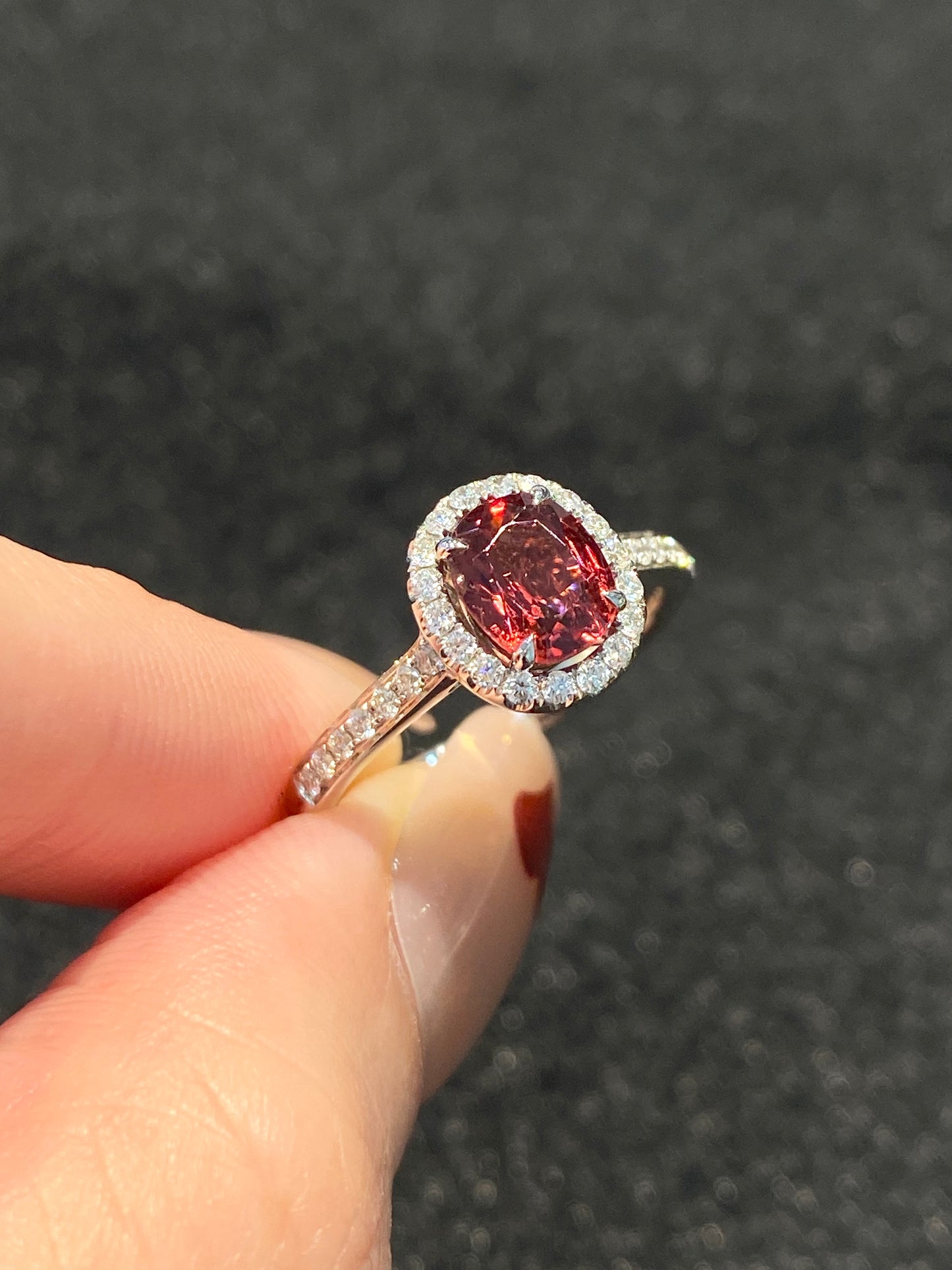 Natural Orangy Red Spinel 1.09ct Ring