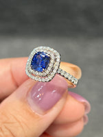 Natural Blue Sapphire 1.47ct Ring Set With Natural Diamond In 18K White Gold Singapore Gemstone Fine Jewellery