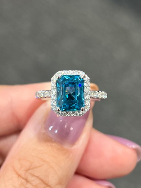 Natural Zircon 6.48ct Ring Set With Natural Diamonds In 18K White Gold Singapore Gemstone Fine Jewellery