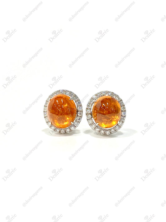 Natural Mandarin Garnet 6.39ct Earrings