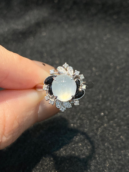 Natural Type A Icy Jadeite Ring