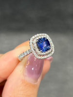 Natural Blue Sapphire 1.47ct Ring Set With Natural Diamond In 18K White Gold Singapore Gemstone Fine Jewellery