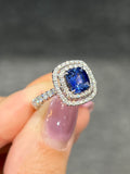 Natural Blue Sapphire 1.47ct Ring Set With Natural Diamond In 18K White Gold Singapore Gemstone Fine Jewellery