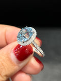 Natural Aquamarine 3.19ct Ring Set With Natural Diamonds In 18K White Gold Singapore Gemstone Fine Jewellery