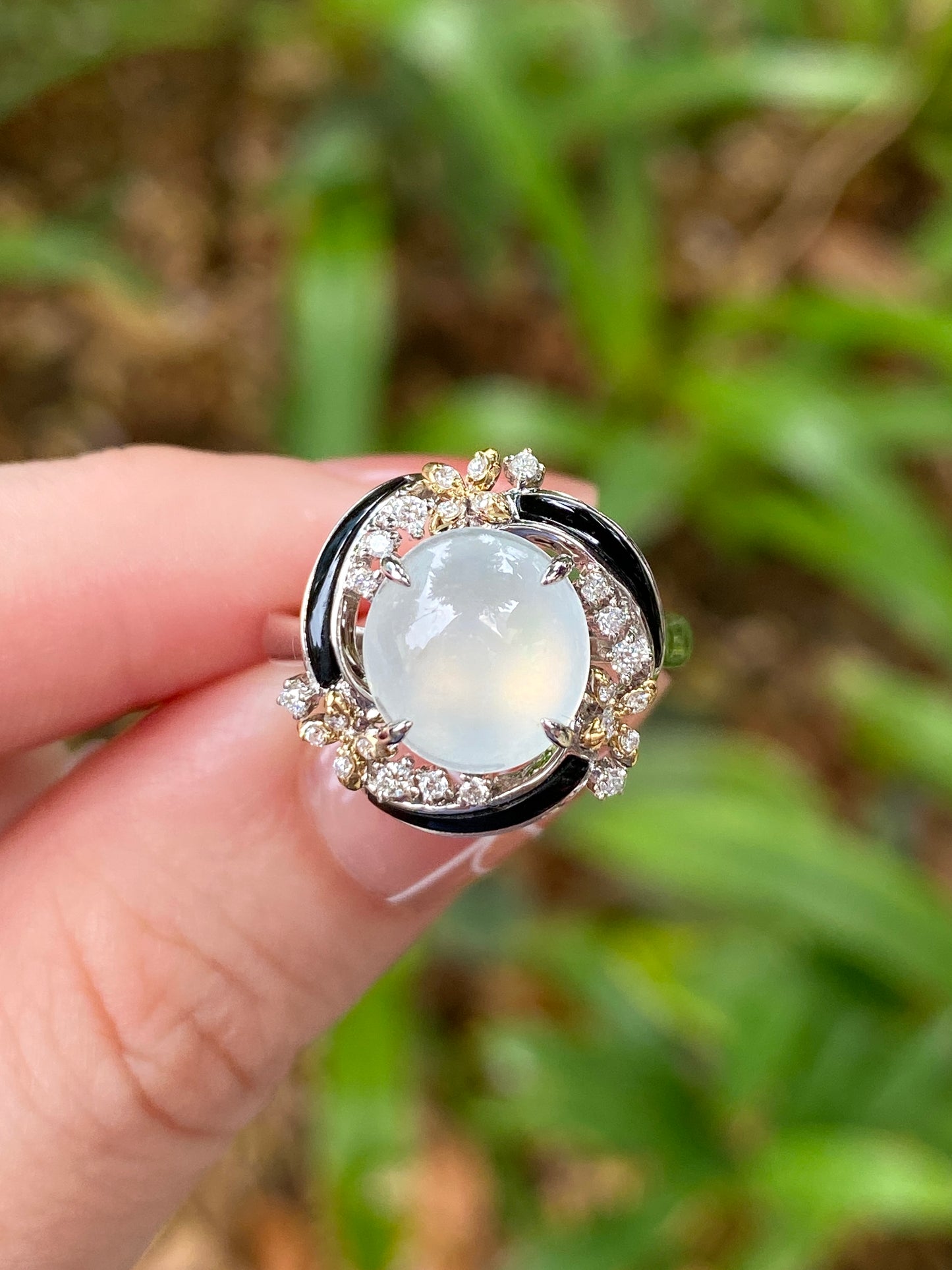 Natural Type A Icy Jadeite Ring