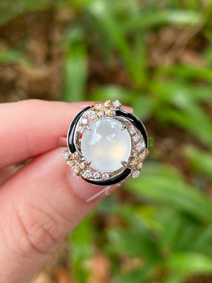Natural Type A Icy Jadeite Ring