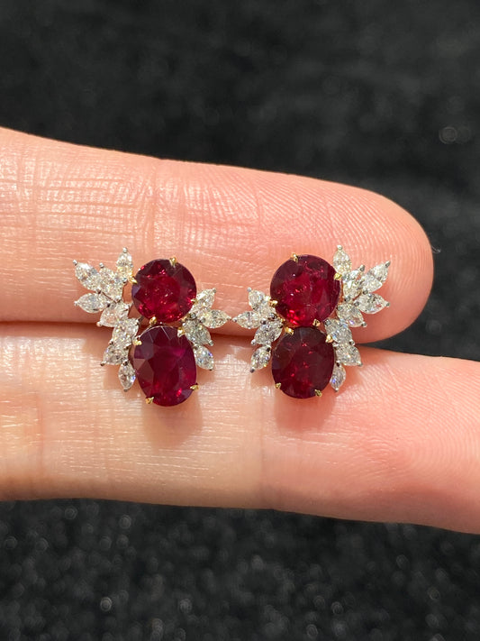 Natural Unheated Ruby 2.91 ct Earrings