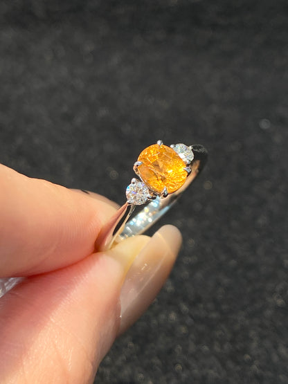 Natural Mandarin Garnet 1.31ct Ring