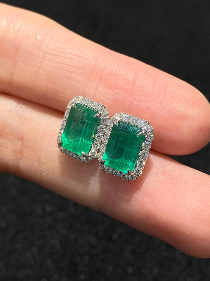 Natural Emerald 3.41ct Earrings