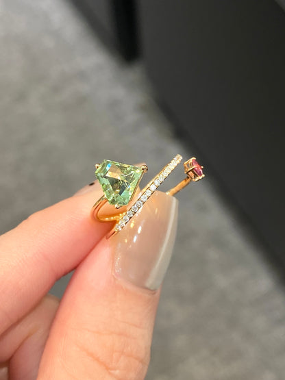 Natural Tourmaline 1.36ct Toi et moi Open Ring