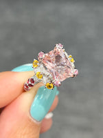 Natural Morganite 3.71ct Ring Set With Natural Diamonds In 18K White Gold Gemstone Singapore Fine Jewellery
