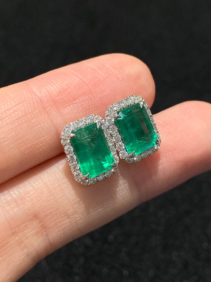 Natural Emerald 3.41ct Earrings