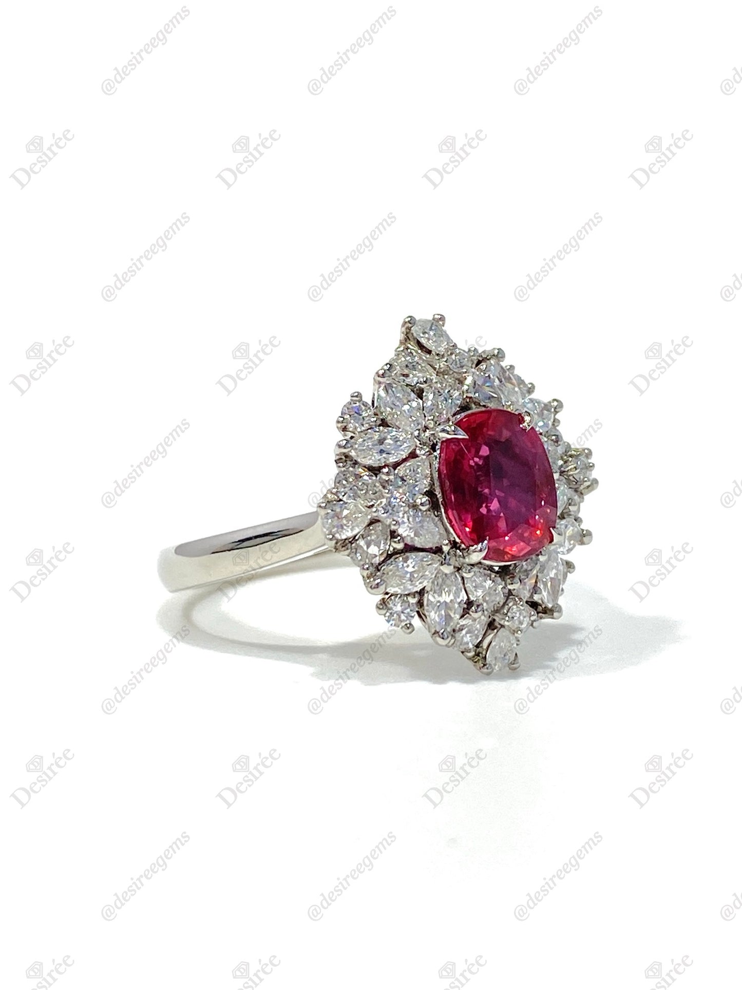 Natural Unheated Vivid Red Ruby 1.49ct Ring