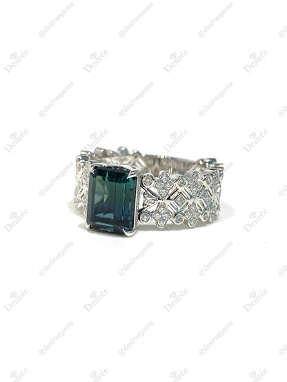 Natural Indicolite Blue Tourmaline 2.25ct Ring