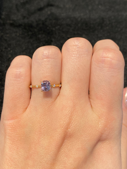 Natural Purplish Grey Spinel 1.05ct Ring