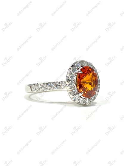 Natural Orangy Red Garnet 1.89ct Ring