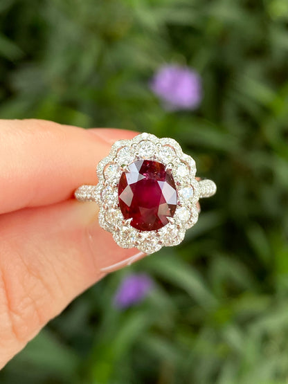 Natural Unheated Pigeon’s Blood Ruby 3.03ct Ring