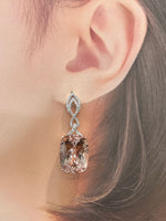 Natural Morganite 32.90ct Earrings Set With Natural Diamonds In 18K White Gold Singapore Gemstone Fine Jewellery