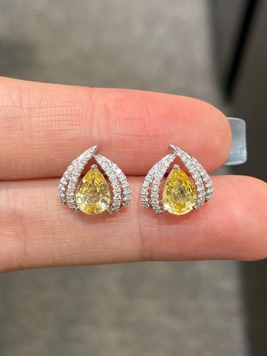 Natural Yellow Sapphire 1.58ct Earrings