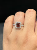 Natural Orange Tourmaline 1.67ct Ring Set With Natural Diamonds In 18K White Gold Singapore Gemstone Fine Jewellery