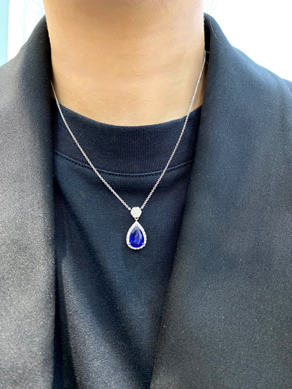Natural Blue Sapphire Necklace 3.82ct