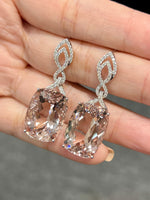 Natural Morganite 32.90ct Earrings Set With Natural Diamonds In 18K White Gold Singapore Gemstone Fine Jewellery