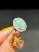 Natural Opal 1.69ct Ring Set With Natural Diamonds In 18K White Gold Gemstone Fine Jewellery Singapore