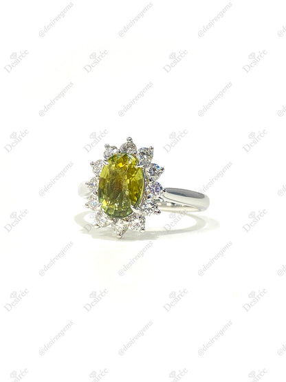 Natural Unheated Yellowish Green Sapphire Ring 2.28ct