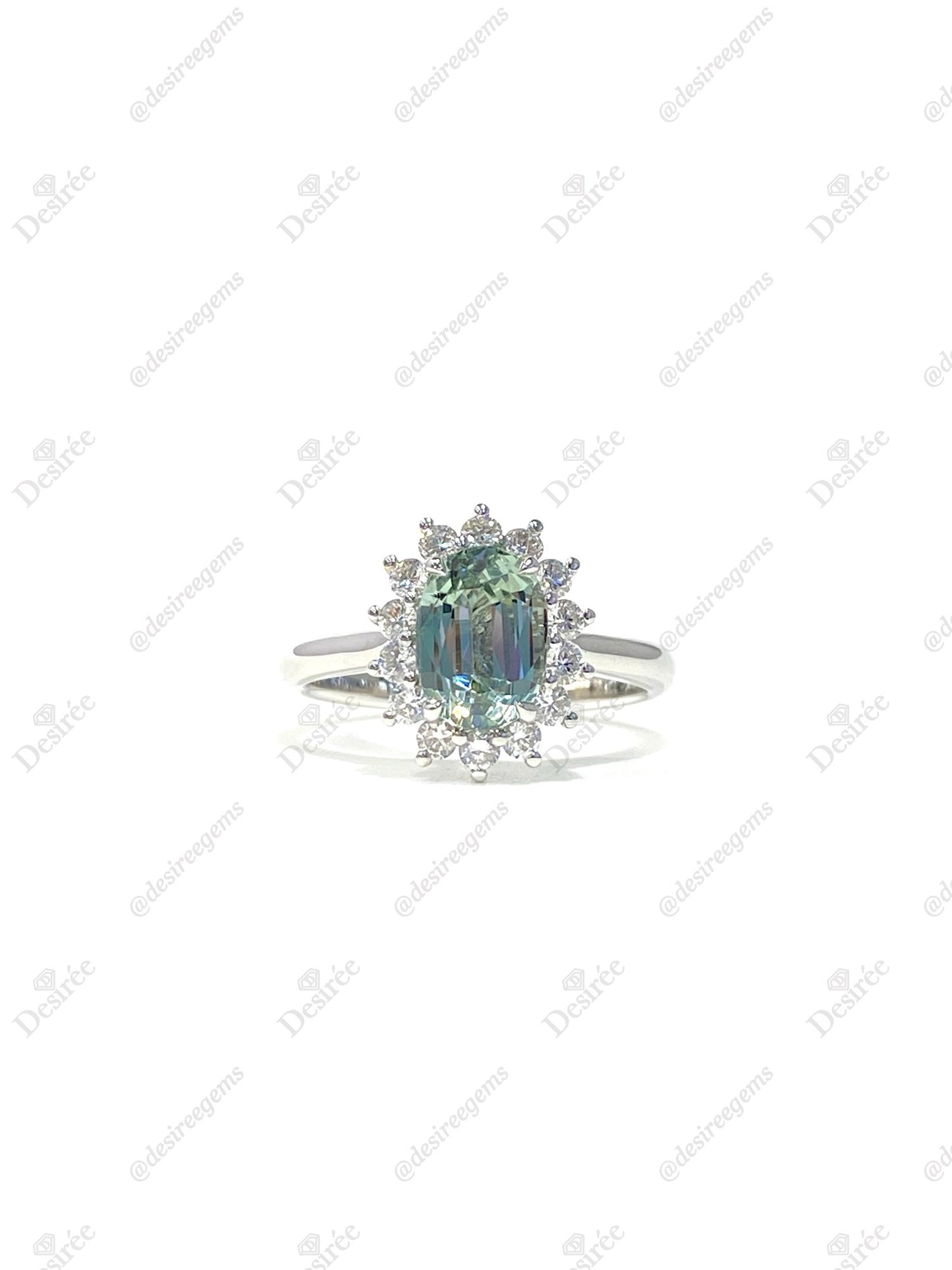 Natural Bluish Green Sapphire Ring 2.01ct
