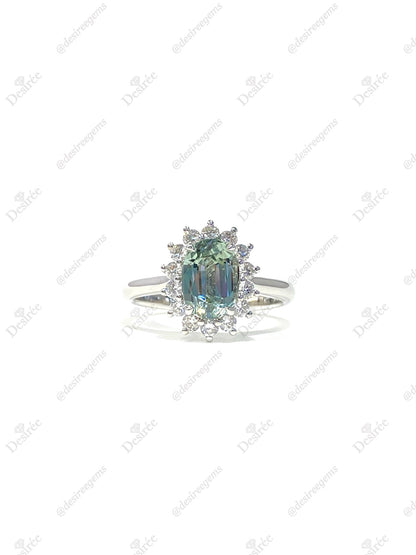 Natural Bluish Green Sapphire Ring 2.01ct