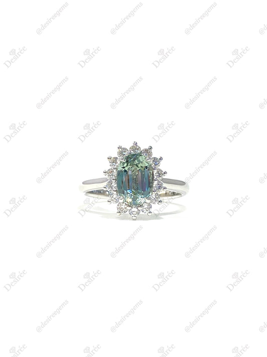 Natural Bluish Green Sapphire Ring 2.01ct