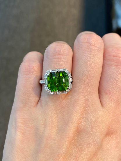Natural Green Tourmaline 7.62ct Ring