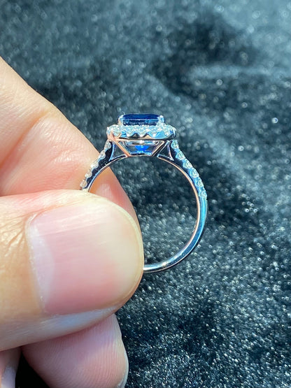 Natural Blue Sapphire Ring 2.78ct set with 0.43ct natural diamonds in 18k white gold