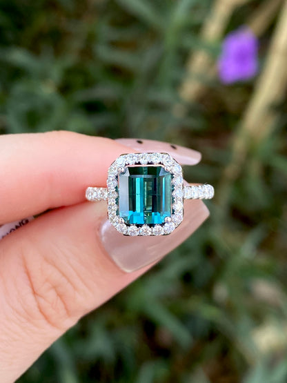 Natural Indicolite Blue Tourmaline 2.16ct Ring