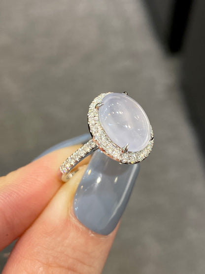 Natural Type A Icy Jadeite 3.38ct Ring